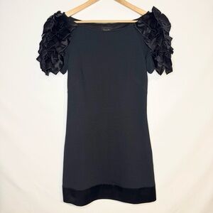 Laundry By Shelli Segal Black Mini Dress with Ruffled Sleeves Size 4